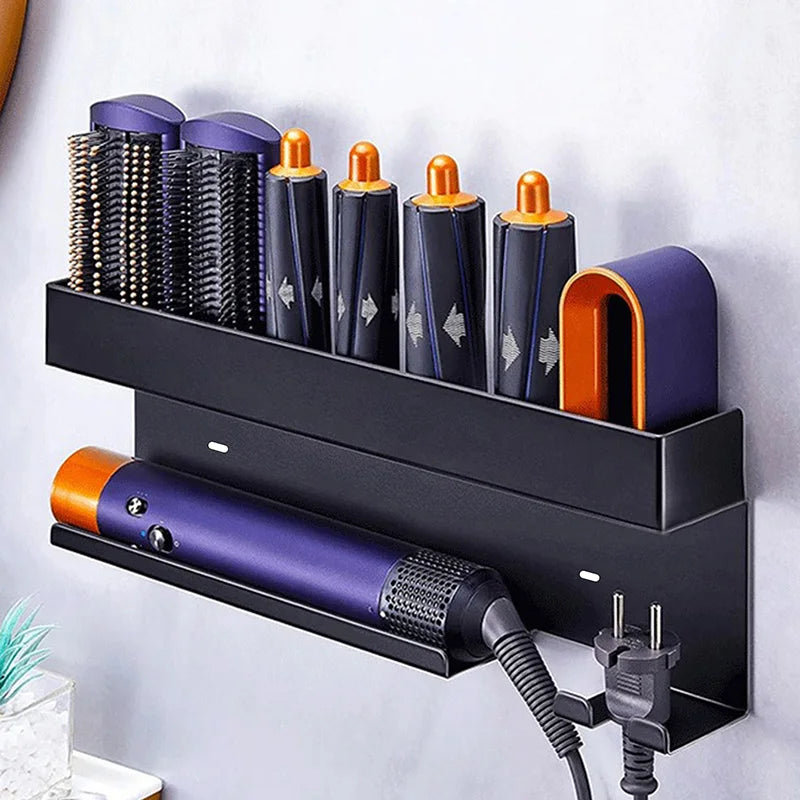 Non drilling wall mounted hair styling tool storage rack, bathroom ...