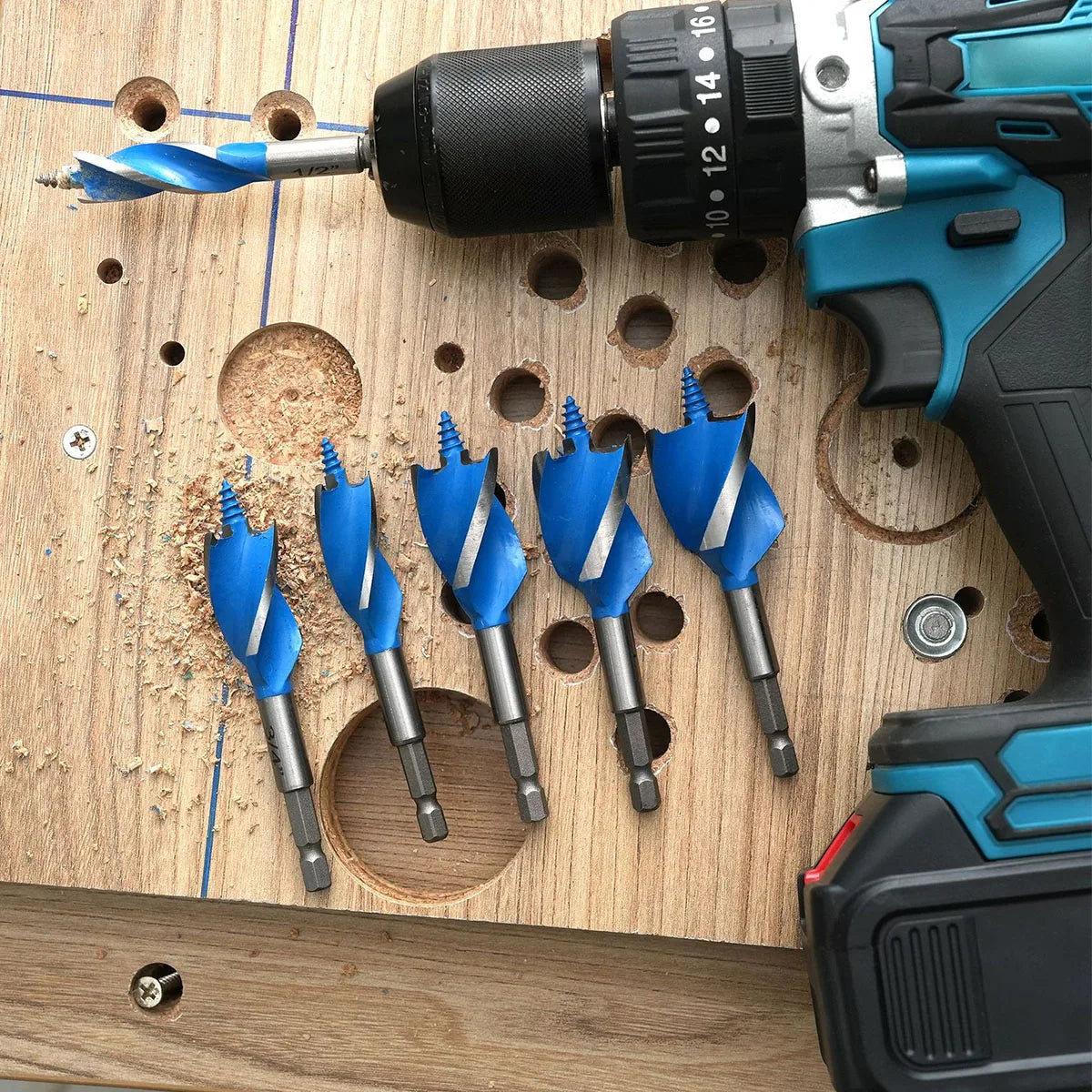 Woodworking Drilling Set,Four Slot Four Blade Drill Bit