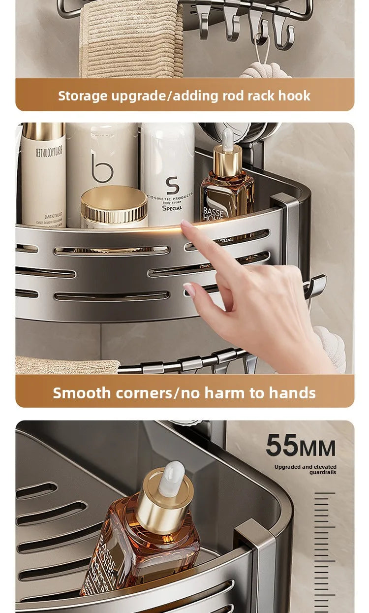 Bathroom suction cup triangular basket storage rack