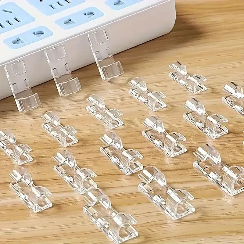 Clear Plastic Cable Clips - Transparent Wire Organizers for Wall &