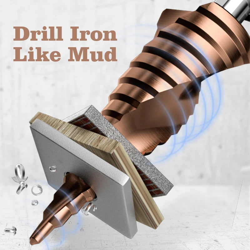 Industrial CO M35 Cobalt HSS Step Drill Bit High Speed Steel Cone Hex
