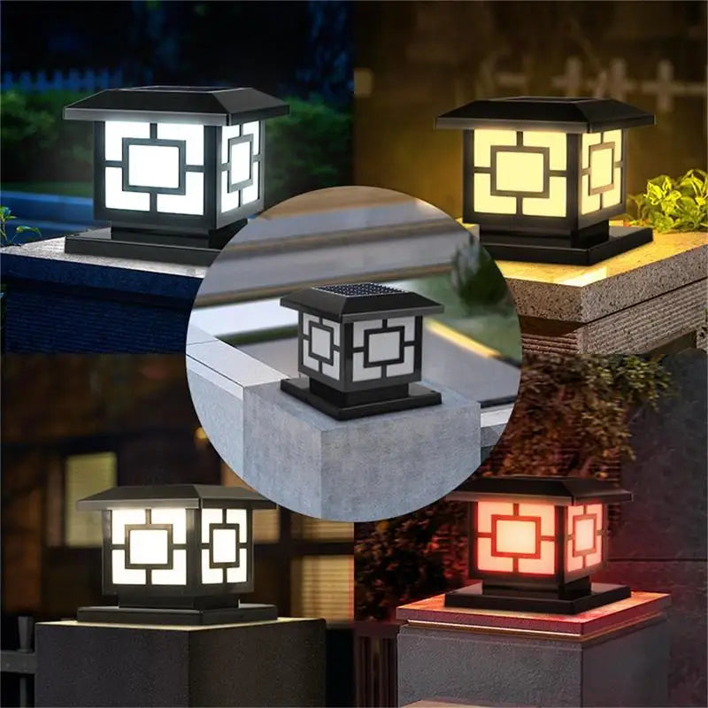 Timed LED Solar Outdoor Light Pillar Solar Lights Waterproof Thick