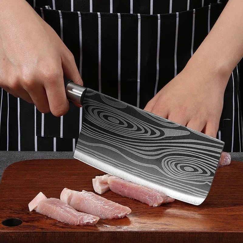 Laser Damascus Pattern Utility Kitchen Knives Scissors Sharpening Rod