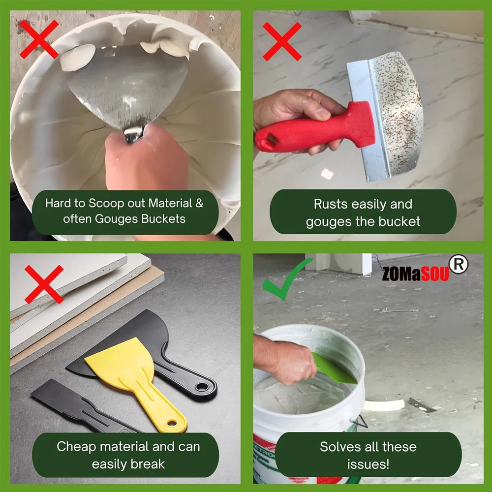 1/2Pcs Curved Bucket Scoop Scraper Spackle Paint Putty Knife Drywall