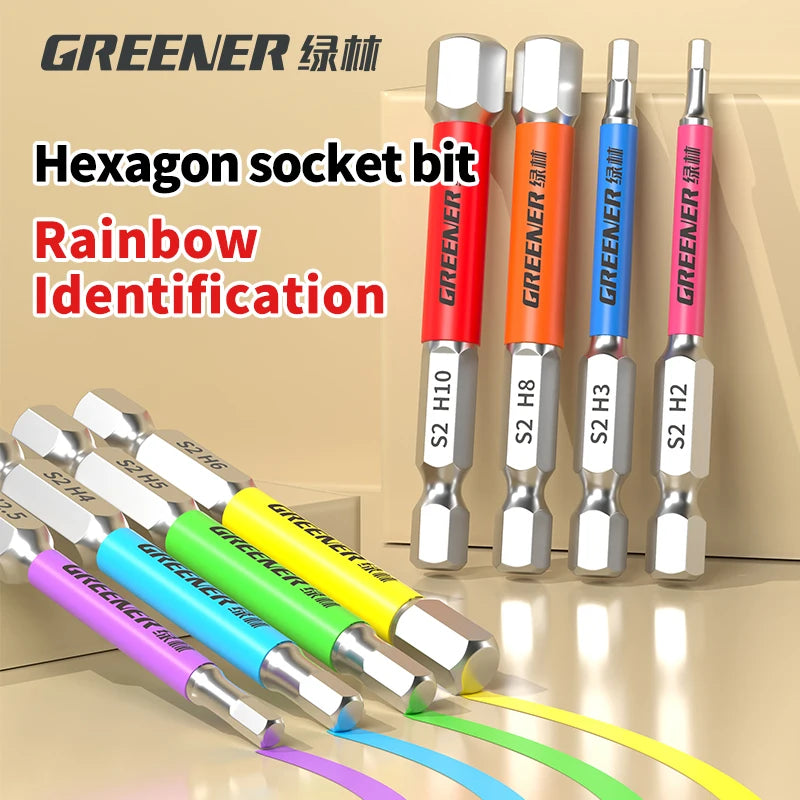 GREENERY Rainbow Hex Head Allen Wrench Screwdriver Bit Set S2