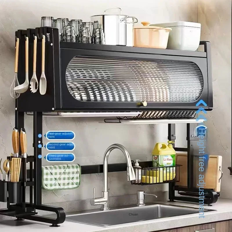 3-Tier Over-Sink Dish Drying Rack – Large Metal Kitchen Shelf