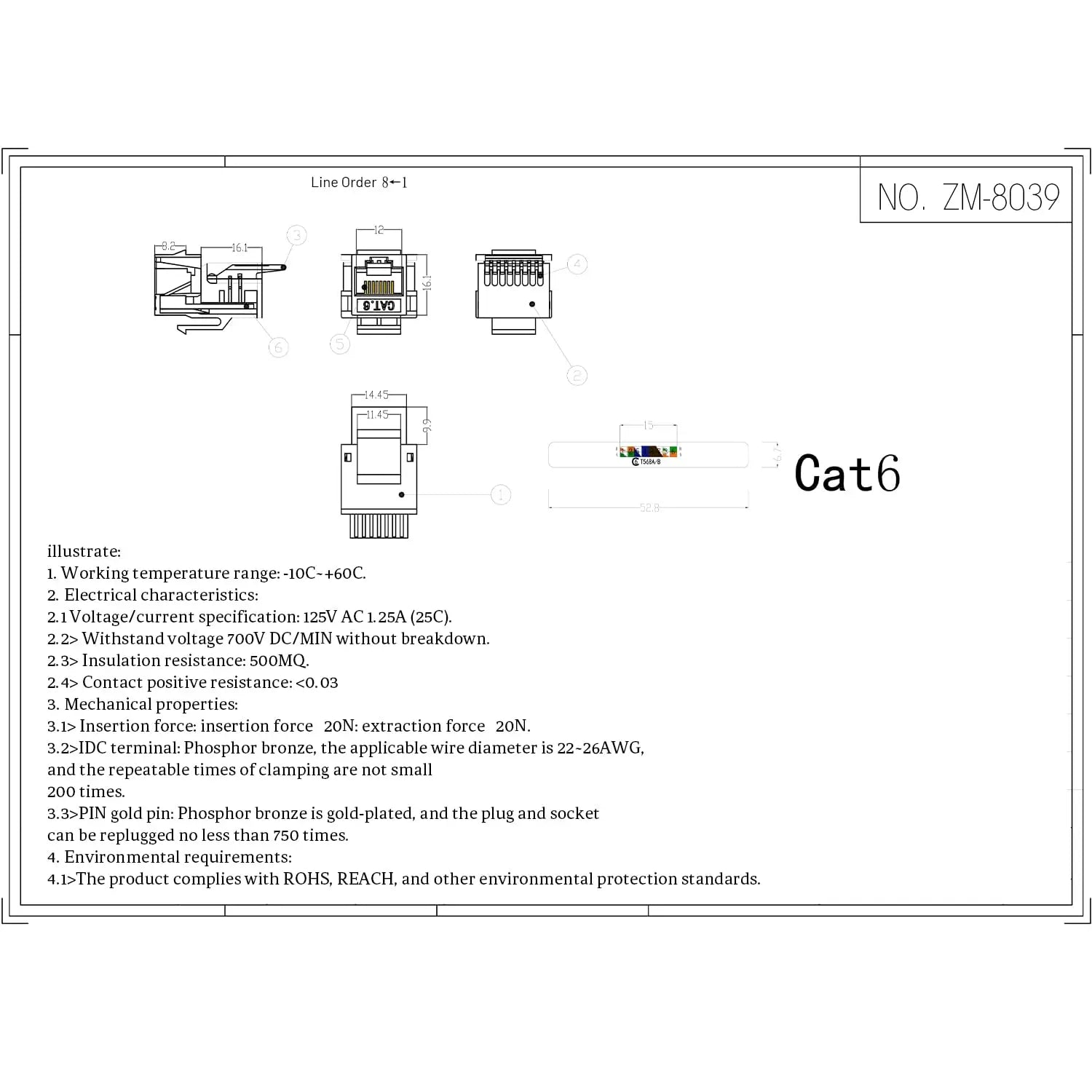 ZoeRax Cat6 Tool-Less RJ45 Keystone Jack 6-Pack – No Punch-Down Tool