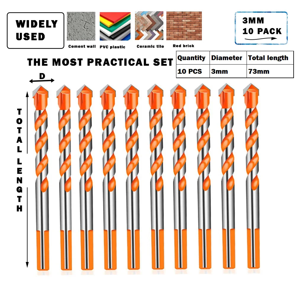 Masonry Drill Bits Set for Tile, Brick, Cement, Concrete, Glass