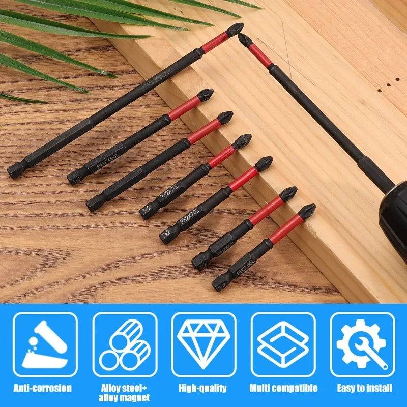 Magnetic Screwdriver Drill Bit Set Non-slip Cross Head Impact Bit