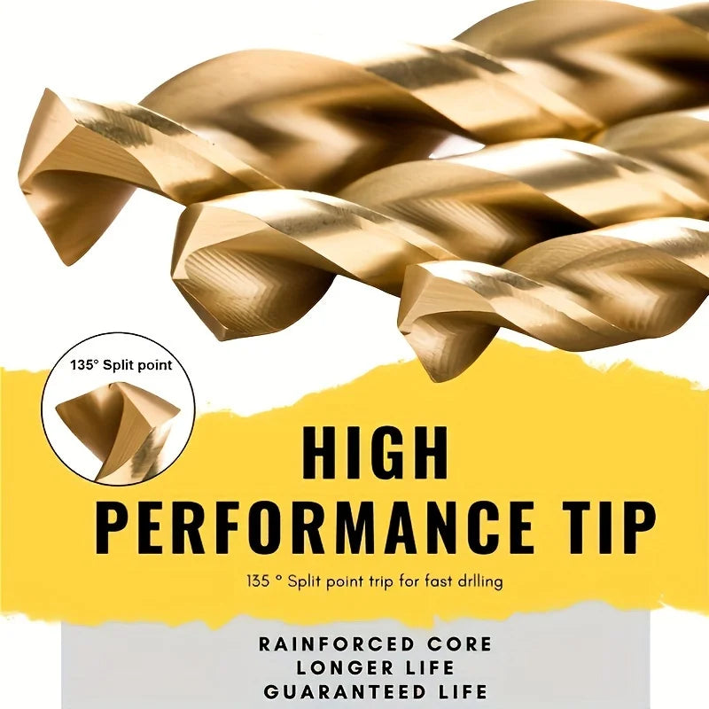 50pcs Titanium Coated High Speed Steel Drill Bits