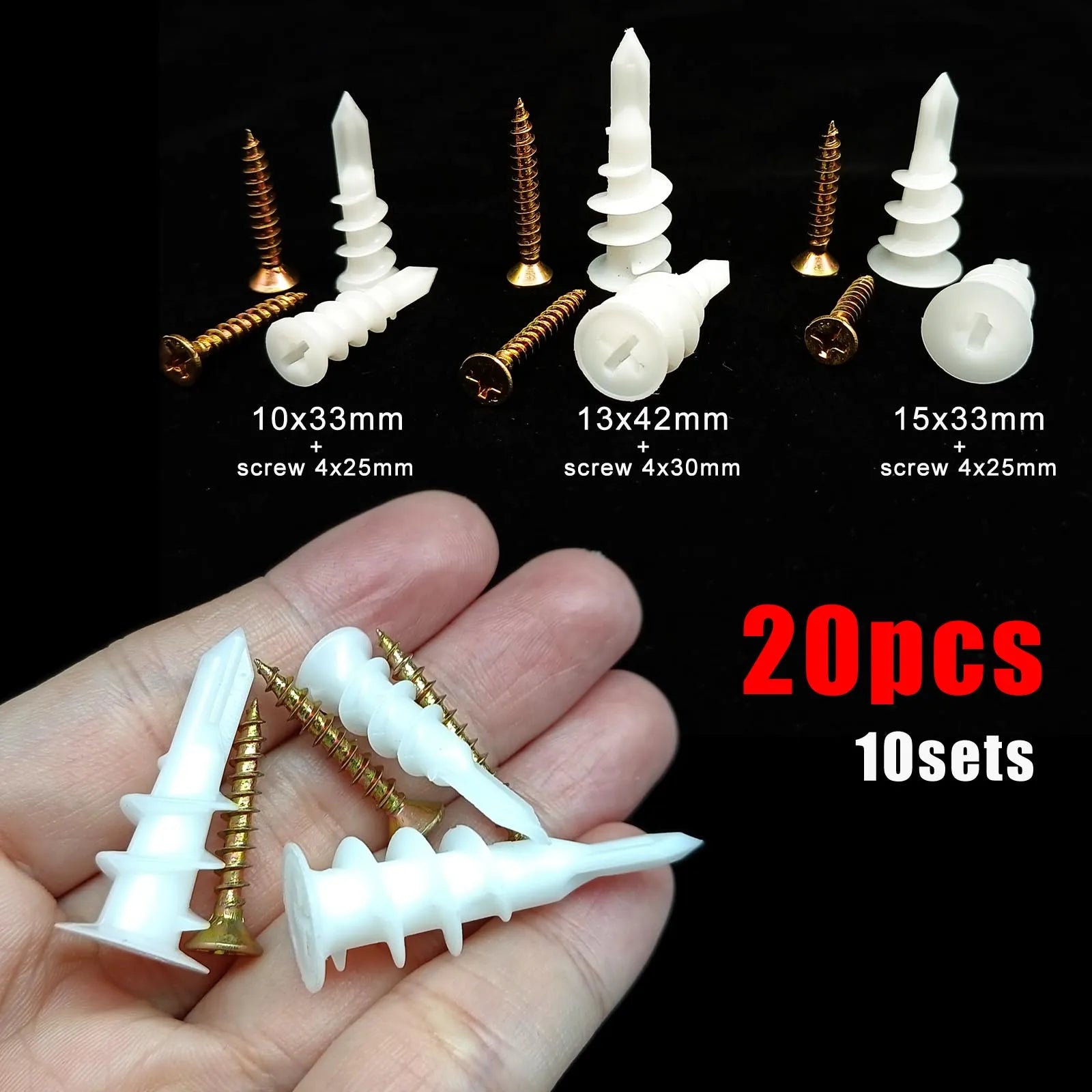 10sets Self Drilling Drywall Anchor with Tapping Screw for