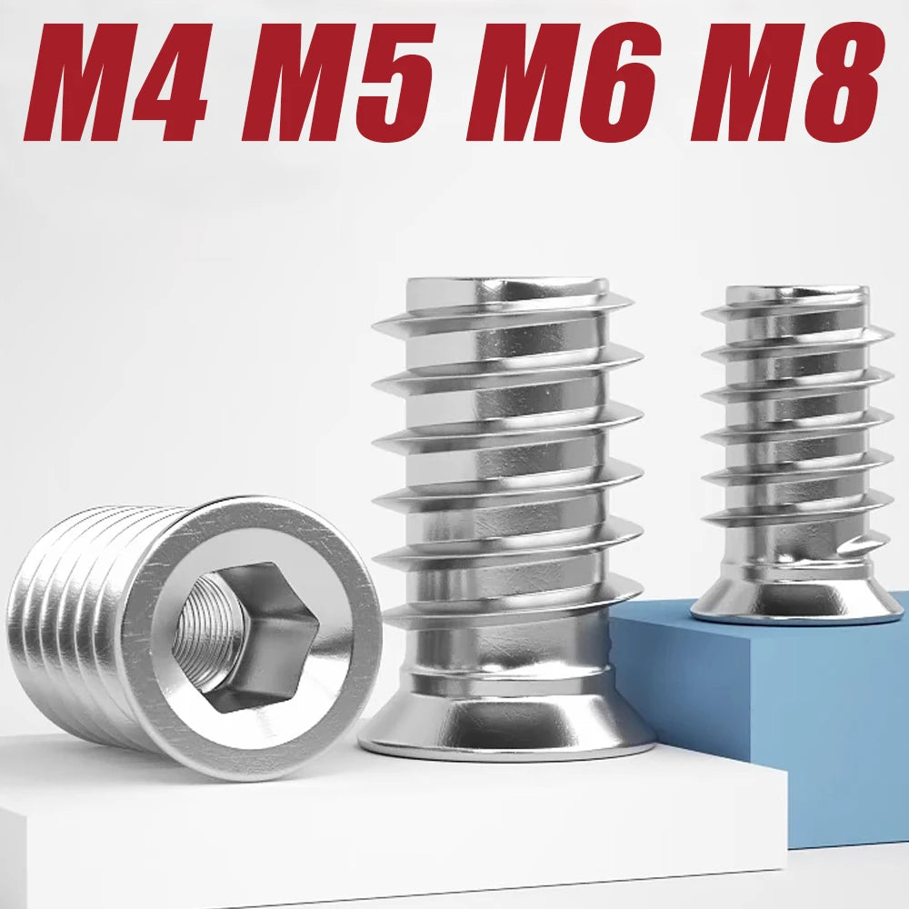 304 Stainless Steel Hex Socket Embedded Insert Furniture Nut M4 M5 M6