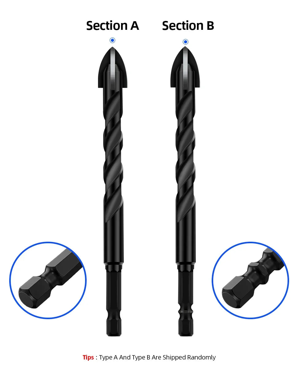 Cross Hex Drill Bit Set For Concrete Porcelain Tile Glass Metal