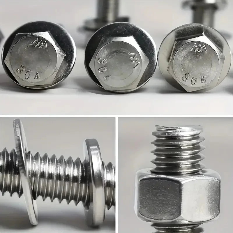 240pcs Stainless Steel Hex Bolt & Nut Set - Durable