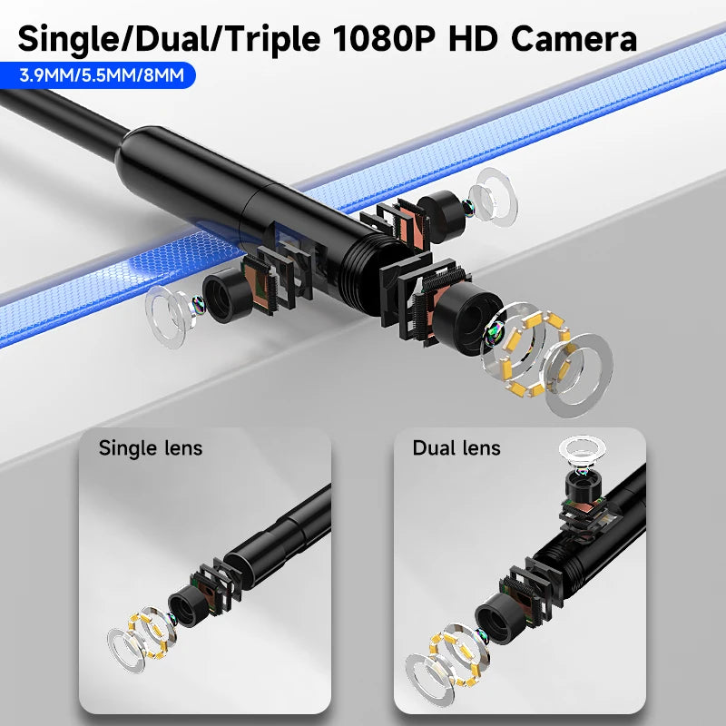 7‘’ IPS Screen Borescope Detachable Design Multiple Lens HD1080P