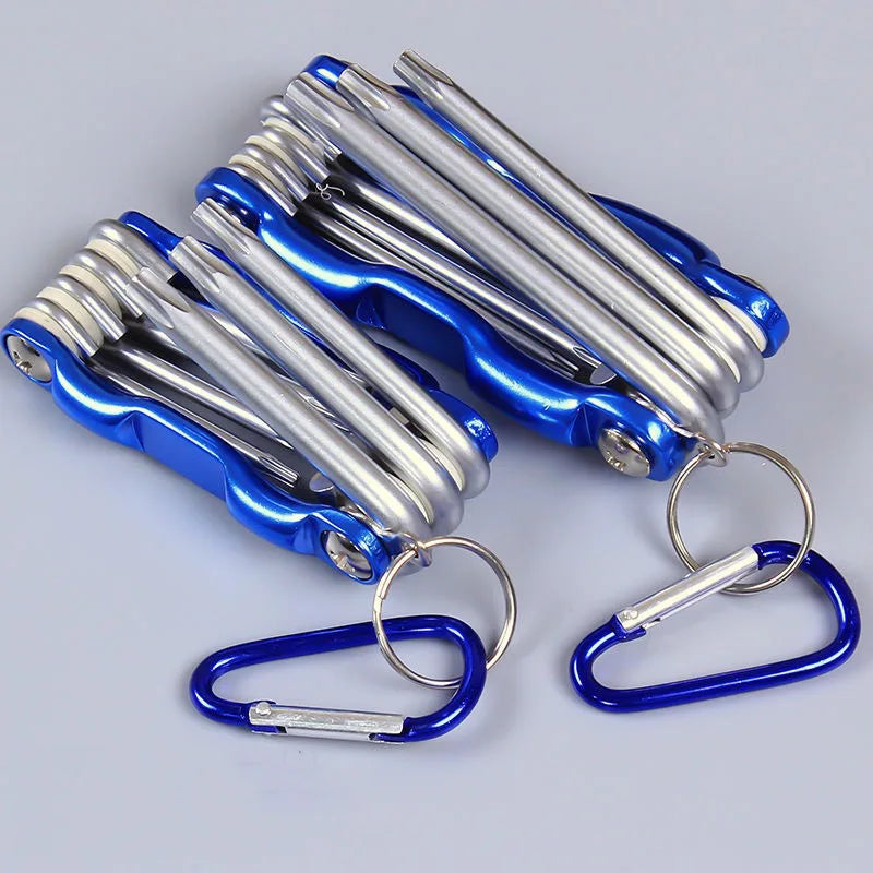 Portable Folding Hex Wrench Allen Set Metal Metric System Torx