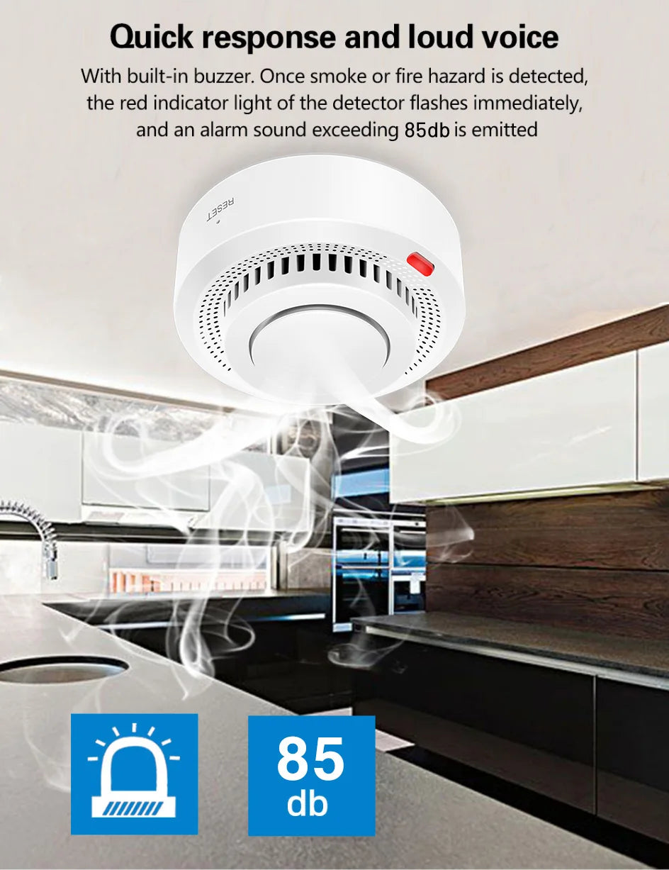 Tuya Smart WiFi Smoke Sensor Fire Protection Smoke Detector 85dB