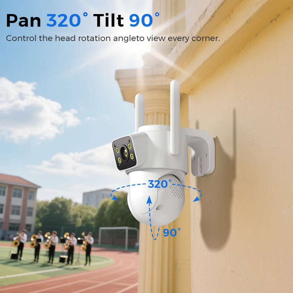 8MP 4K Outdoors Wifi Camera Dual Lens Security PTZ IP Camera 5X