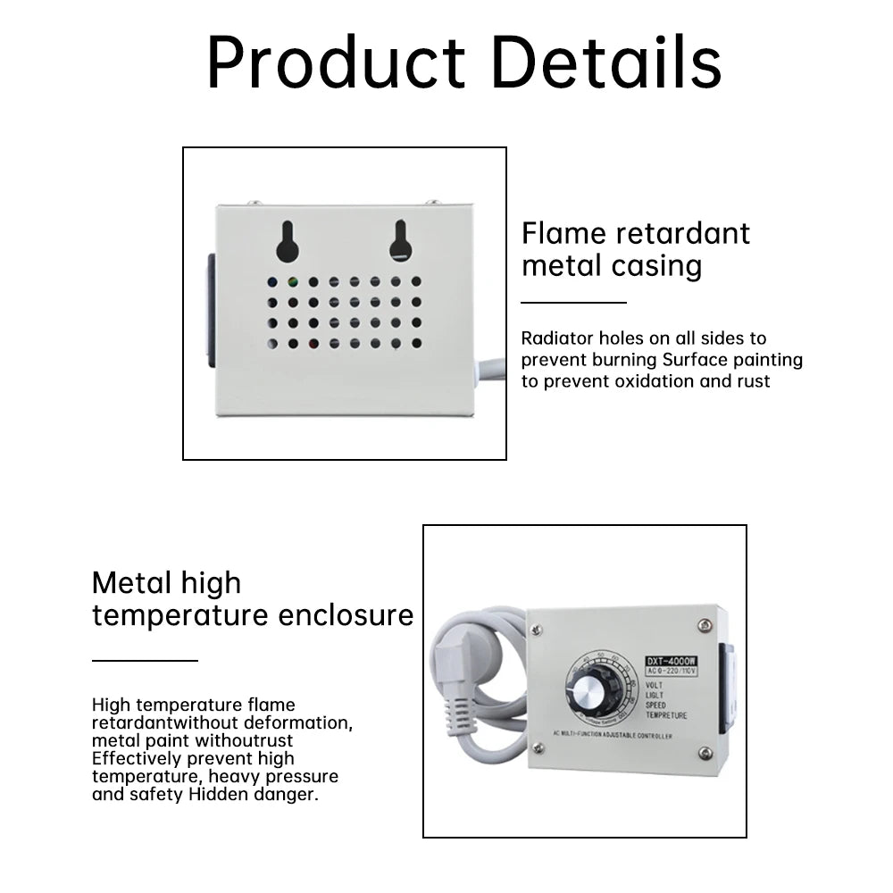 4000W Variable Voltage Regulator AC 110/220V – Dimmer Speed Controller