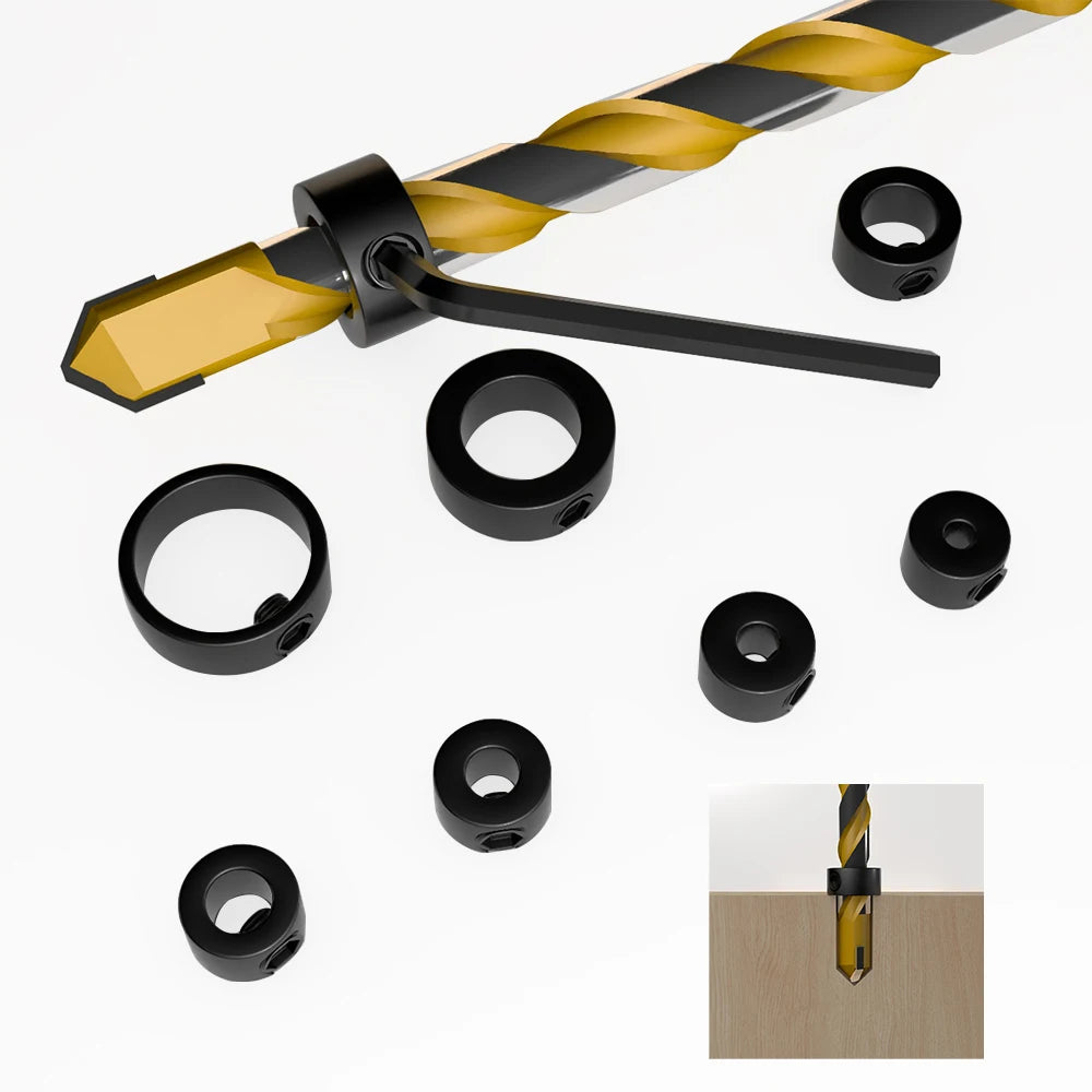 9-Piece Drill Bit Depth Stop Collar Set — 3mm to 16mm A - View 1