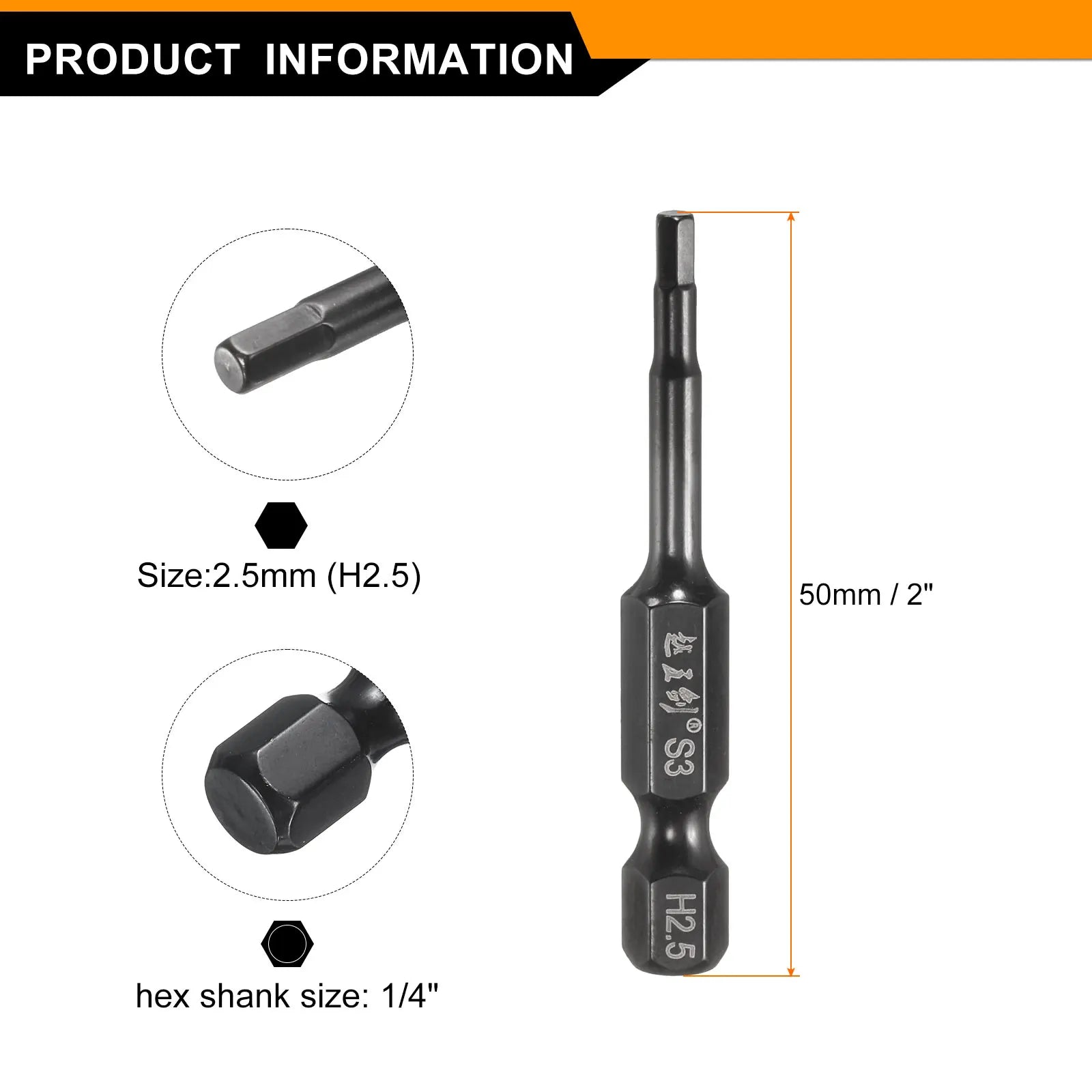 10/15pcs H1.5 H2 H2.5 H3 H4 H5 H6 H8 H10 Hex Head Wrench Drill Bit