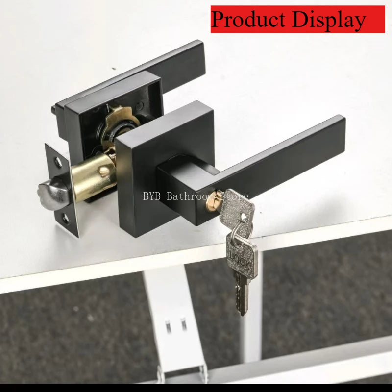 Black Door Handle Door Handle Lock Square Channel Privacy Mask