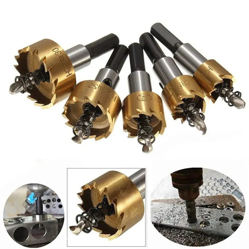 5pc Titanium Plated Serrated Hole Opener Gold Aluminum Plate Iron
