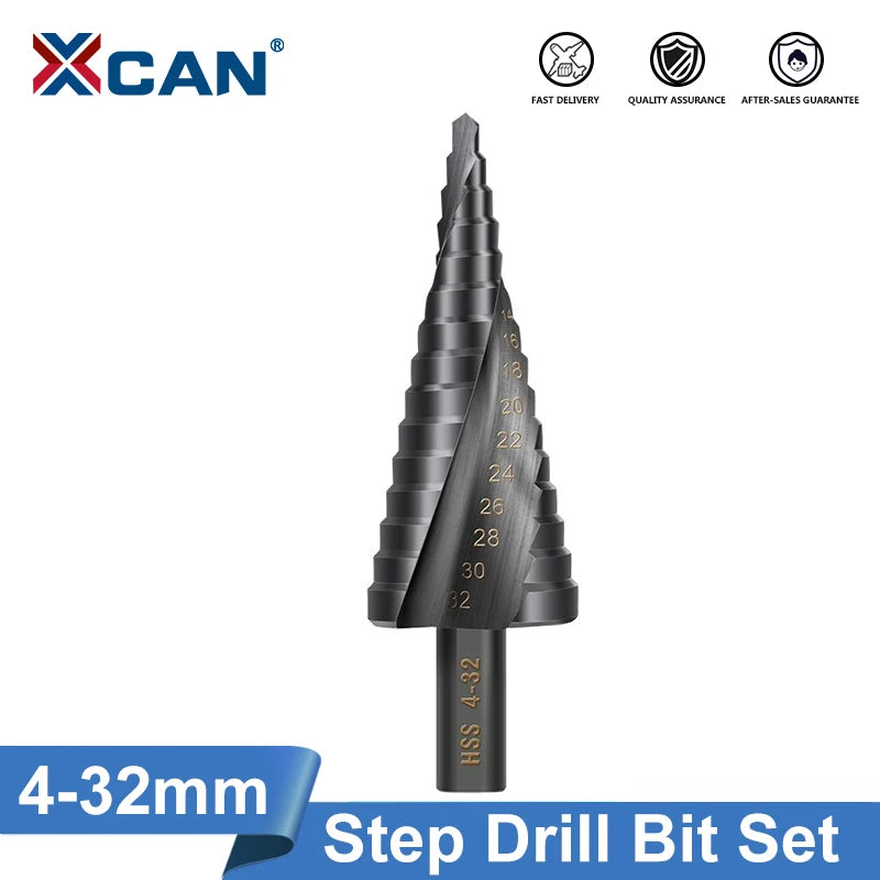 XCAN 1/3Pcs HSS Step Drill Bit 4-12mm 4-20mm 4-32mm High Speed Steel