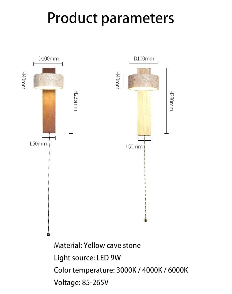 Rotatable Spanish Natural Limestone Round LED Wall Lamp Double‑Sided
