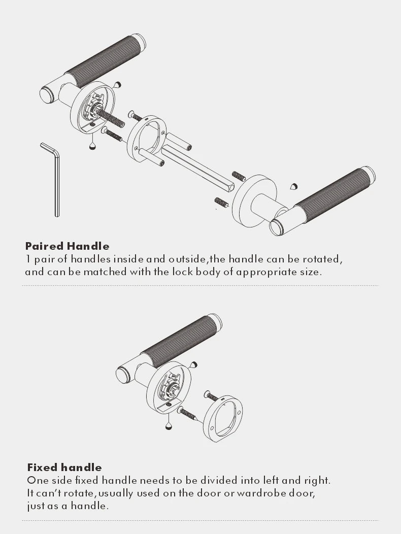 DOOROOM US Standard for 2-1/8" Hole Brass Privacy Passage Lock Set