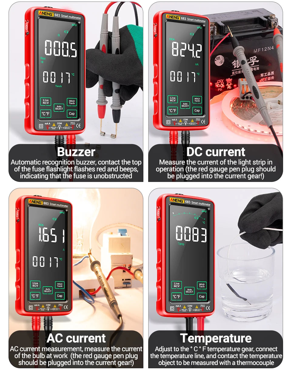 ANENG 683 Smart Multimeter Rechargeable High-end Touch 6000 Counts