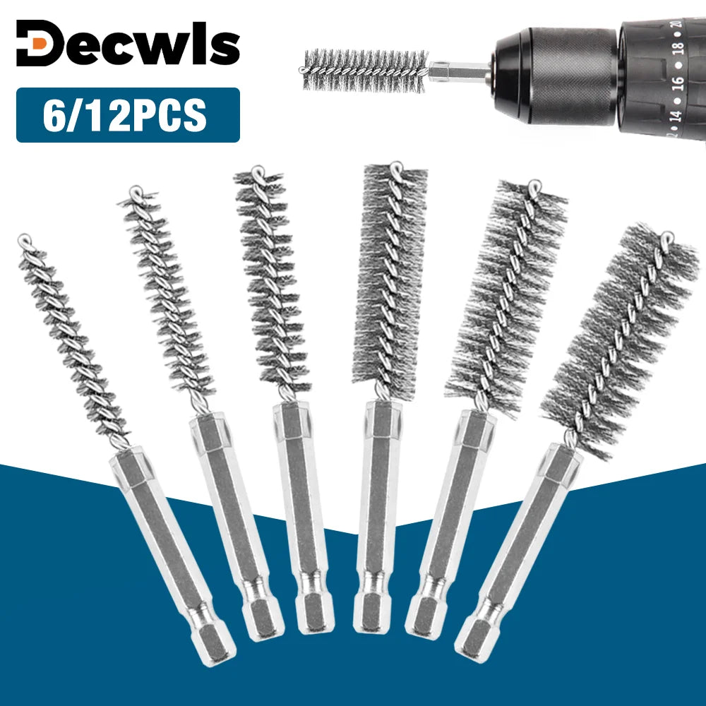 6/12Pcs Stainless Steel Wire Brush,Drilling Cleaning Brush Set