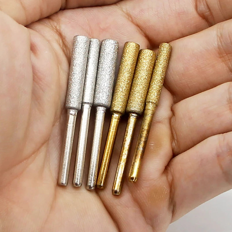 6Pcs Diamond Coated Cylindrical Burr 4-5.5mm Chainsaw Sharpener Stone