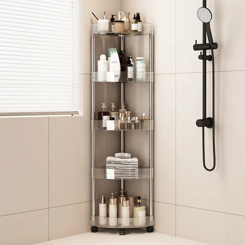 Household Corner Rack With Wheels Stainless Steel Multi-Layer Storage