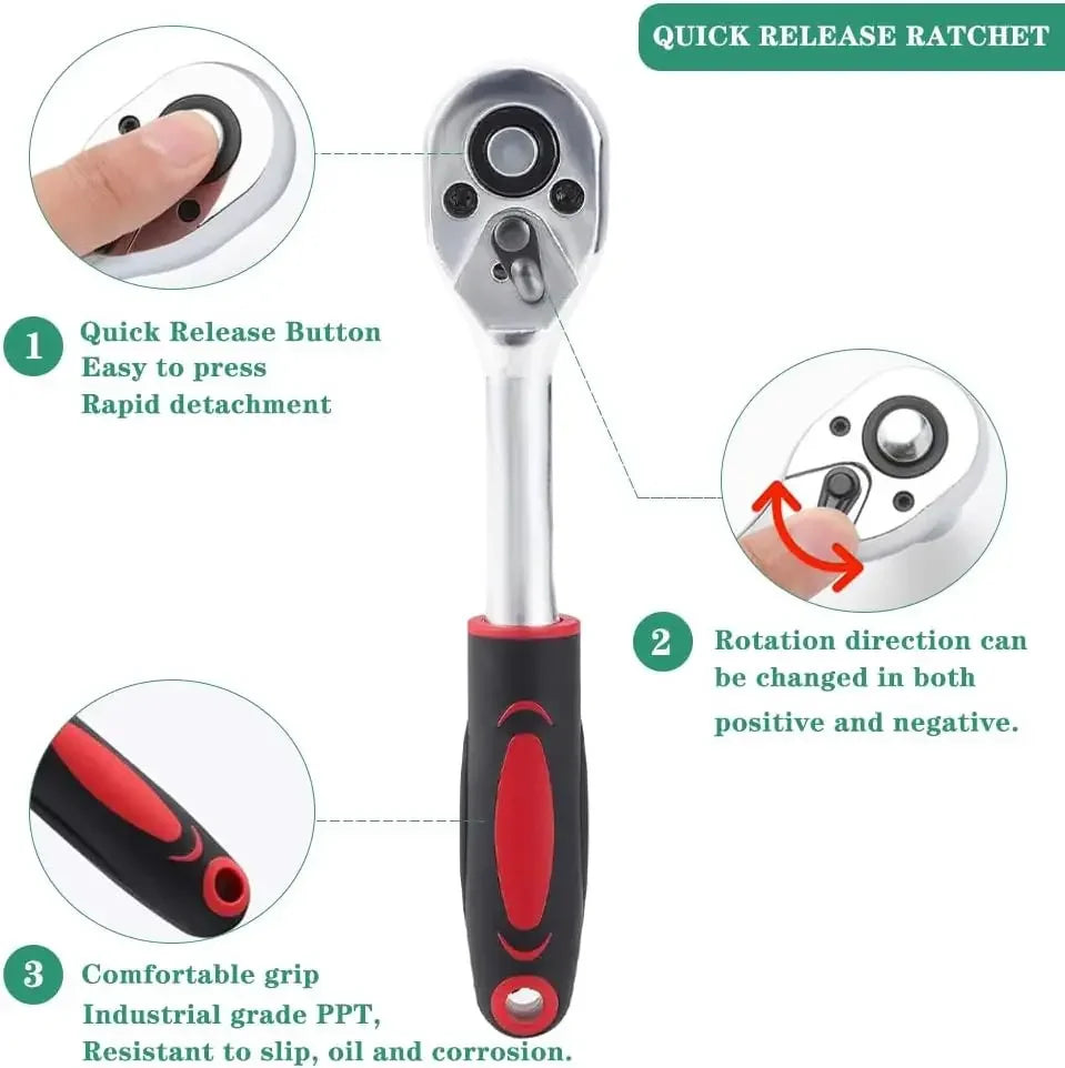 1Pc Krachtige 46pcs/set Carbon Steel Combination Set 1/4" Wrench