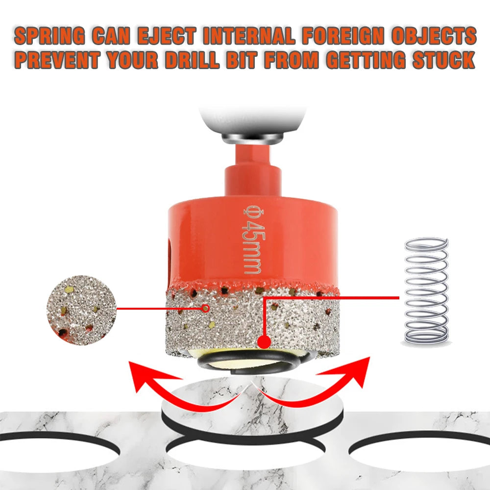 18-68mm Diamond Brazed Core Dry Drill Bit for Porcelain Tiles Marble