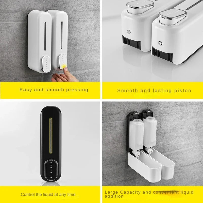 350ml Wall Mount Soap Dispenser Manual Shampoo Shower Gel Dispenser
