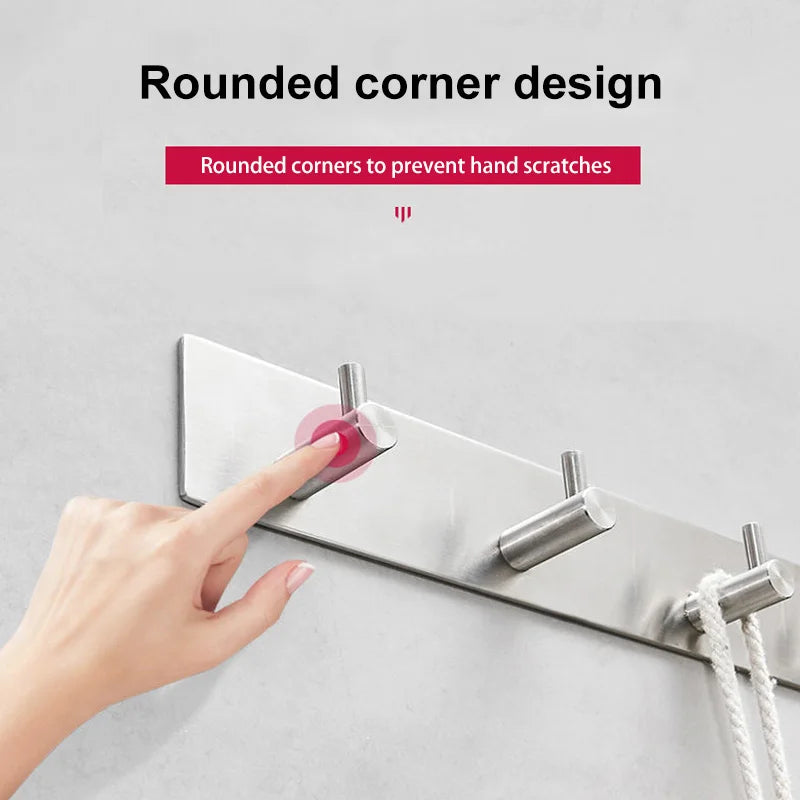Stainless steel adhesive hooks for hanging clothes on the back