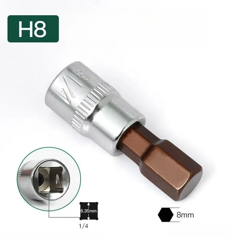 6Pcs 1/4 Inch Screwdriver Bit Socket Set Hex Screw Driver Bits H3-H8