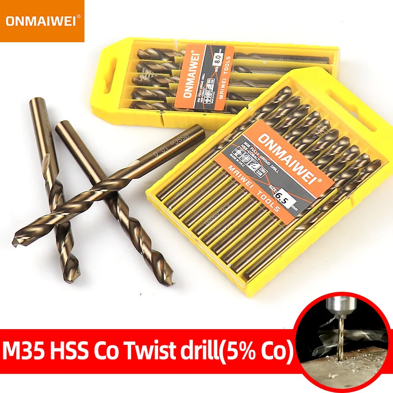 5-10pcs 1-13mm HSS M35 Cobalt Twist Drill Bit Set Solid Tungsten Bits