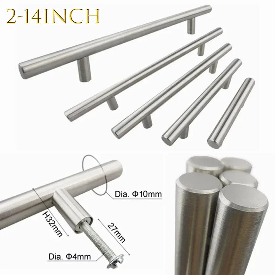 2-14 Inches Handles Stainless Steel Silver T-Type Drawer Cabinet