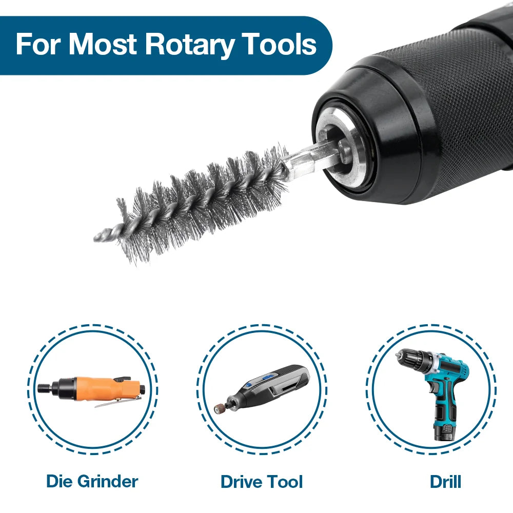 6/12Pcs Stainless Steel Wire Brush,Drilling Cleaning Brush Set