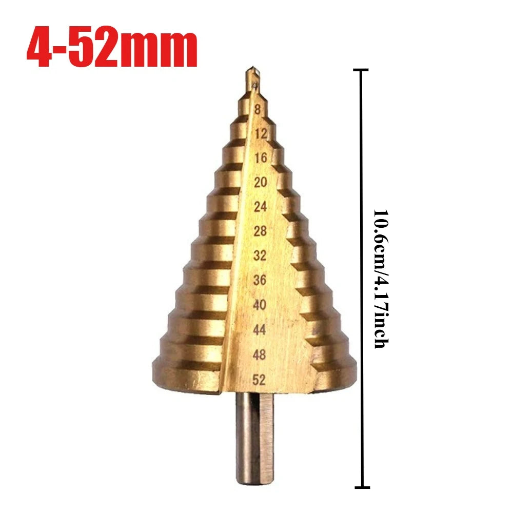 4-52mm 4-42mm 4-32mm Step Drill Bit Set Titanium Straight Flute