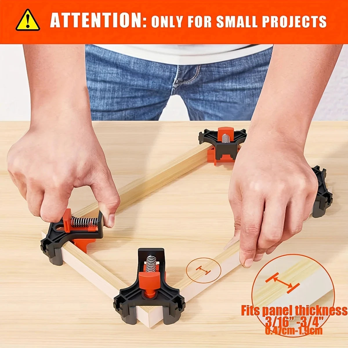 4PCS Right Angle Fixing Clip Woodworking Clamp Adjustable Swing