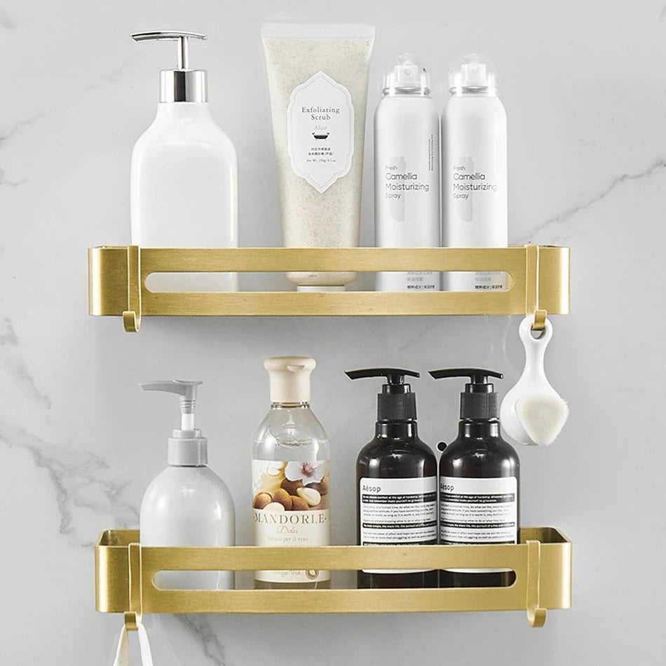Bathroom Shelf Corner shelf Bath Storage Holder Wall Mounted Brushed