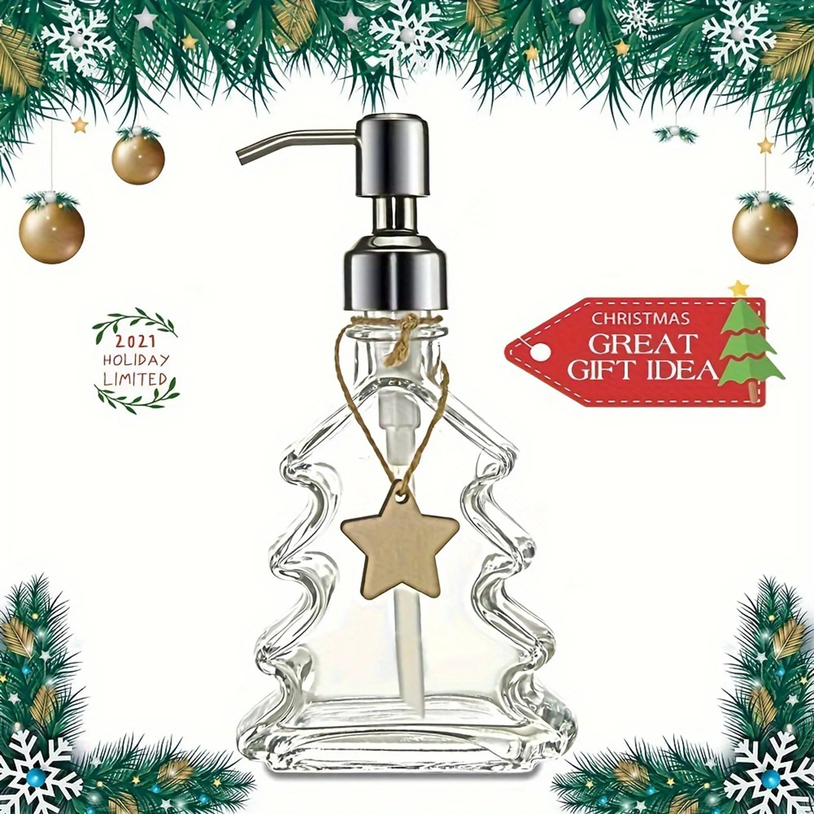 Decorative Bathroom Soap Dispense with Creative Christmas Tree Shape