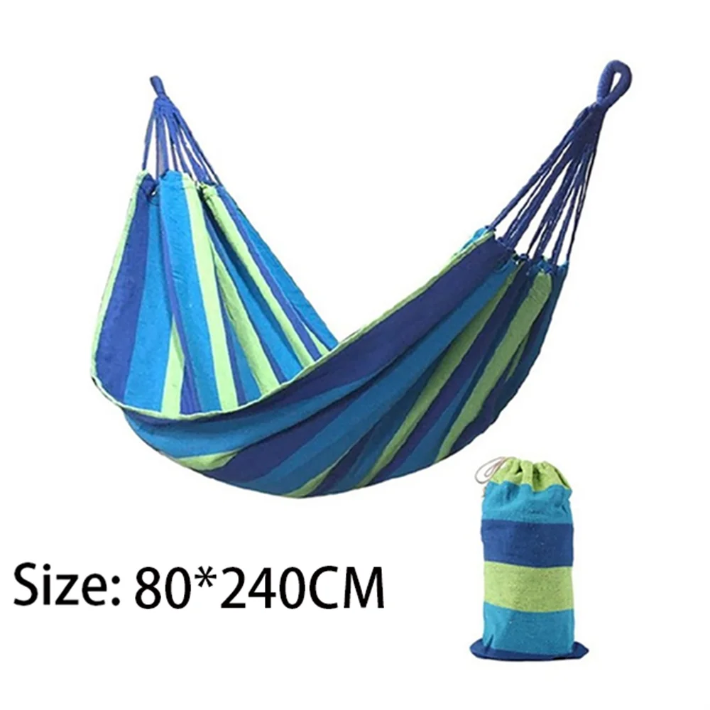 Double Hammock 2-Person Cotton Canvas with Tree Straps – Red/Blue