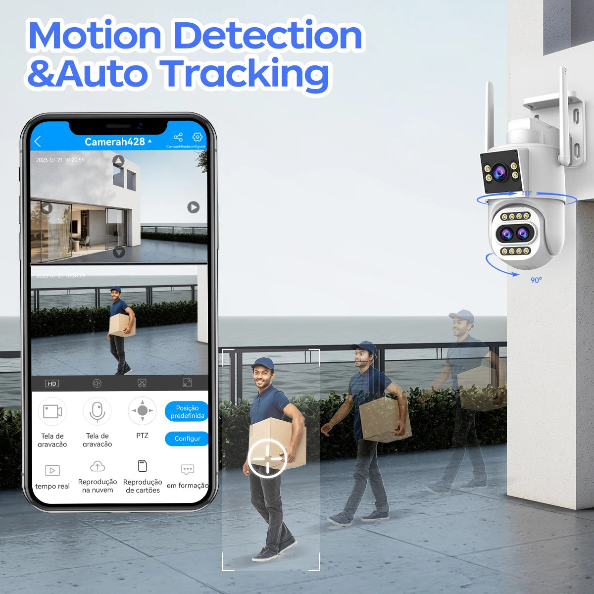 JOOAN 4K 8MP WiFi Surveillance Camera Outdoor Three-Lens Dual Screen