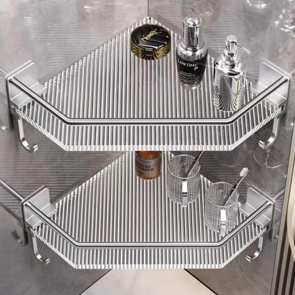 Wall Shelf No Drill Acrylic Triangle Bathroom Shelf Wall Mount Corner