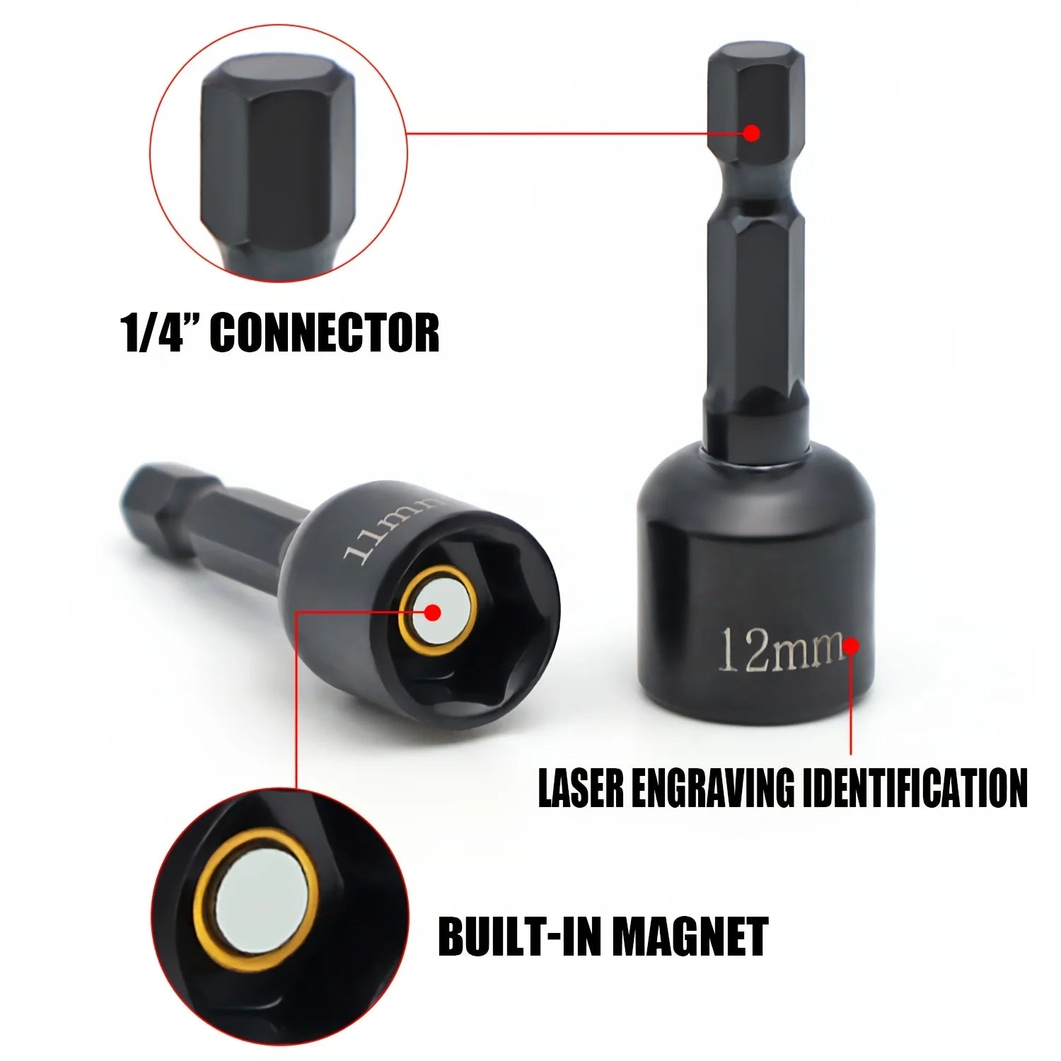 9pcs Power Nut Driver Set Metric Hex Socket Drill Bits Chuck Adapter
